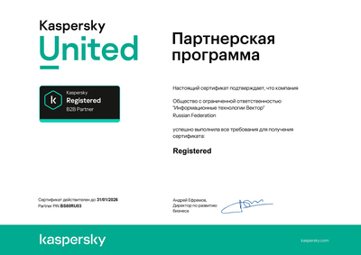 Официальный партнер Лаборатория Касперского